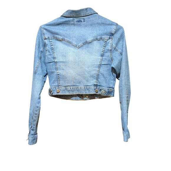 Vintage Nine Planet Y2K Denim Jacket Women’s Button Front Short Crop Size Large - Picture 2 of 8